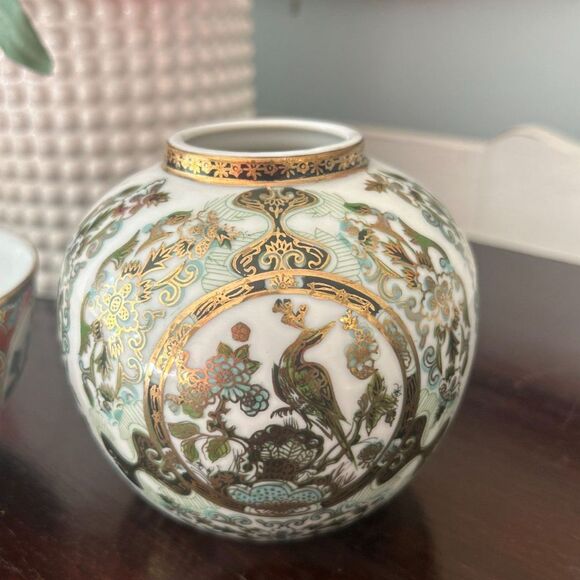 Vintage Kutani Japanese Porcelain Vase & Chinese Famille Rose Bowl - Picture 2 of 5